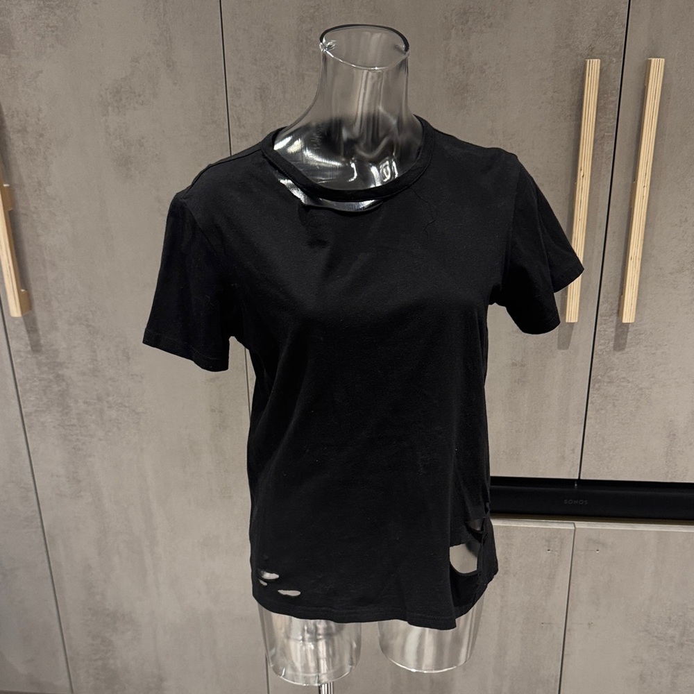 Iris Black Distressed Short Sleeve Tee